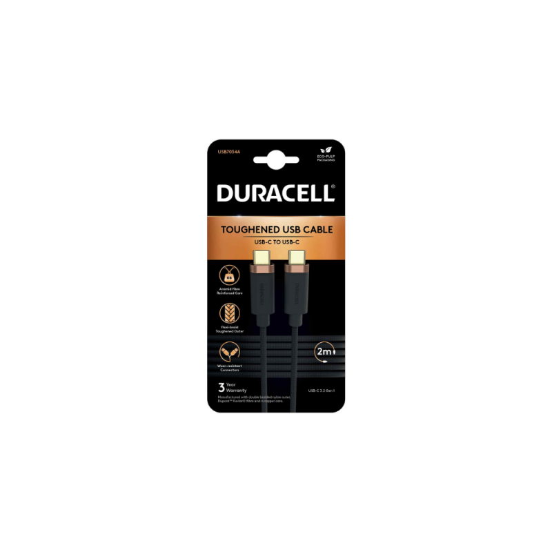 Kabel Duracell USB-C v USB-C 2m črn