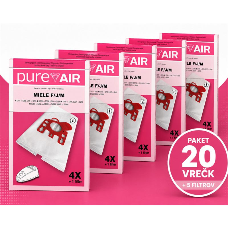 Vrečke za sesalnike Pure Air MIELE F/J/M - 20 vrečk   5 filtrov