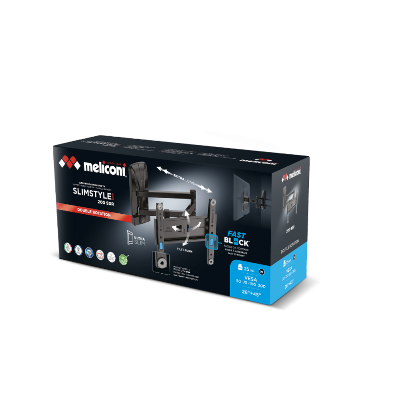 Stenski nosilec za TV Meliconi SlimStyle Plus 200 SDR Fast Block