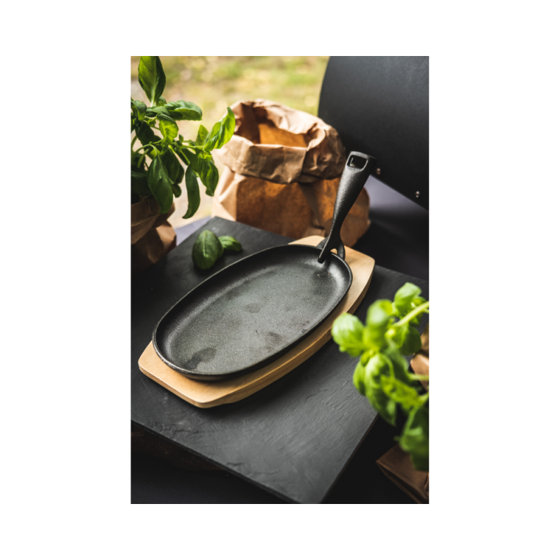 Litoželezna ponev in pladenj iz bambusa za pečico Ventura Ibrido