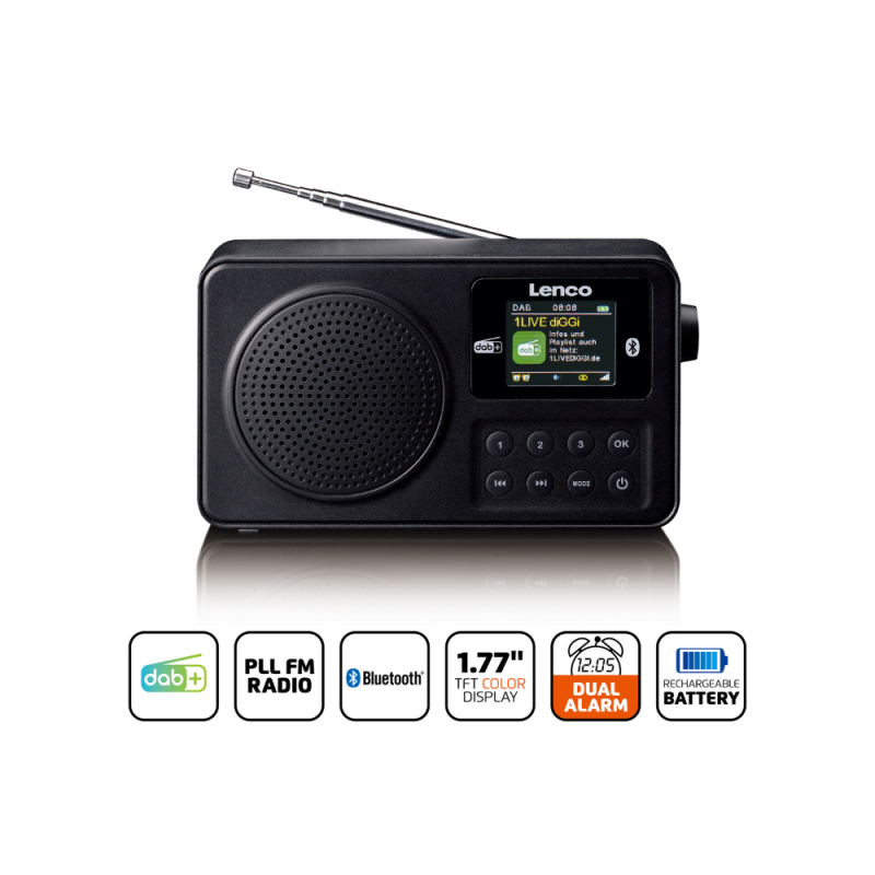Prenosni DAB  radio Lenco PDR-033BK