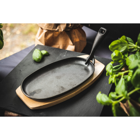 Litoželezna ponev in pladenj iz bambusa za pečico Ventura Ibrido