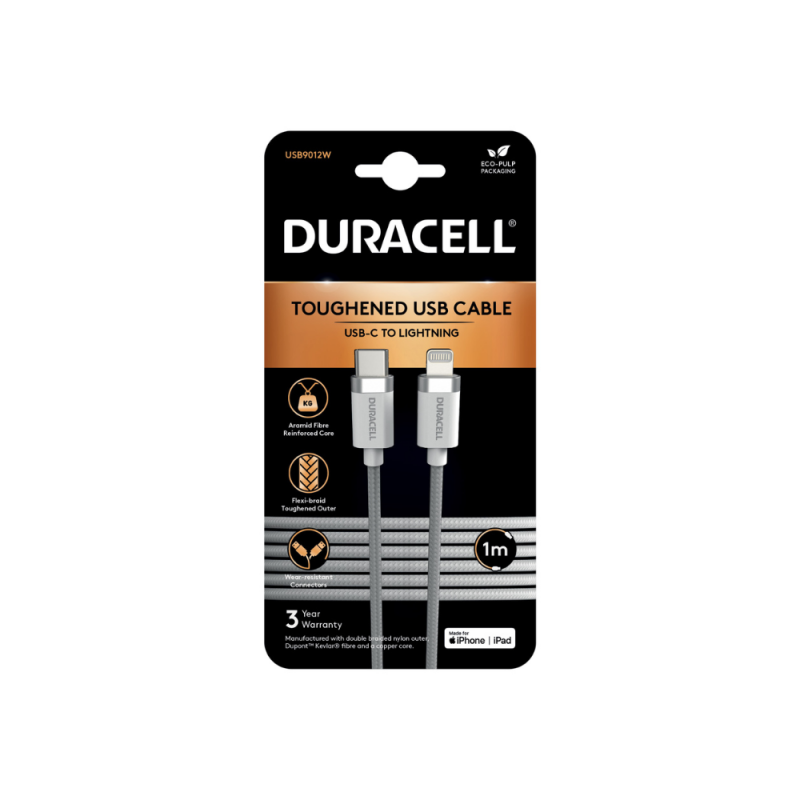 Kabel Duracell USB-C v Lightning 1m bel