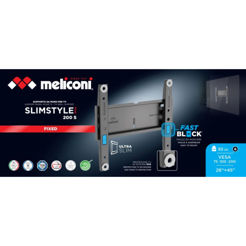 Stenski nosilec za TV Meliconi SlimStyle Plus 200 S Fast Block