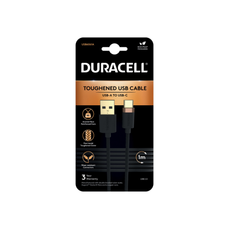 Kabel Duracell USB-A v USB-C 1m črn