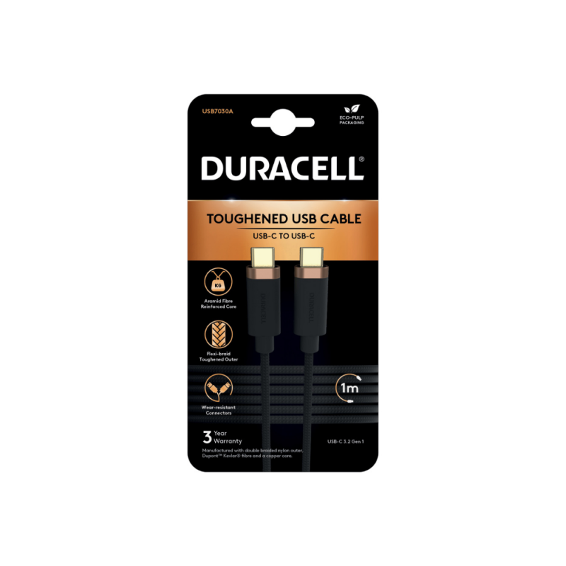 Kabel Duracell USB-C v USB-C 1m črn